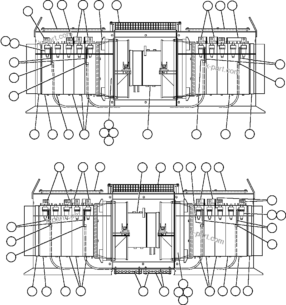 Komatsu parts book diagram for AFE48-AR  930E S/N A30115 SUNCOR: RETARDING GRID ASSEMBLY - 1 (PC0543)