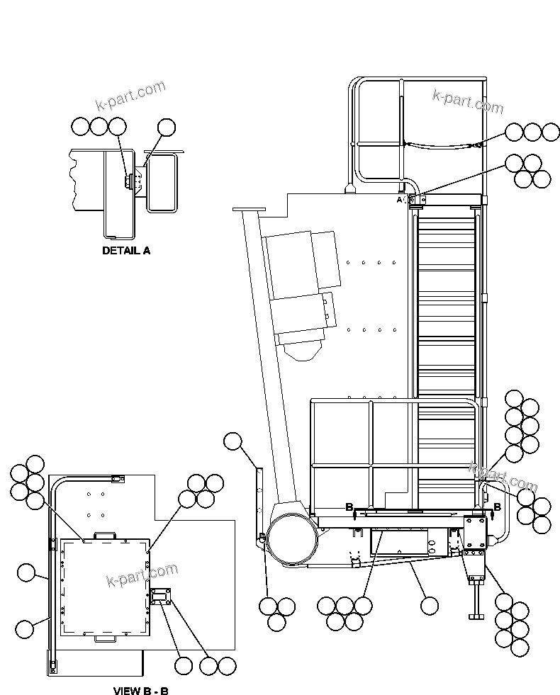 Komatsu parts book diagram for AFE48-AT  930E-2 S/N A30122-A30127 & A30130 BARRICK GOLDSTRIKE: RIGHT SIDE LADDER & HANDRAIL