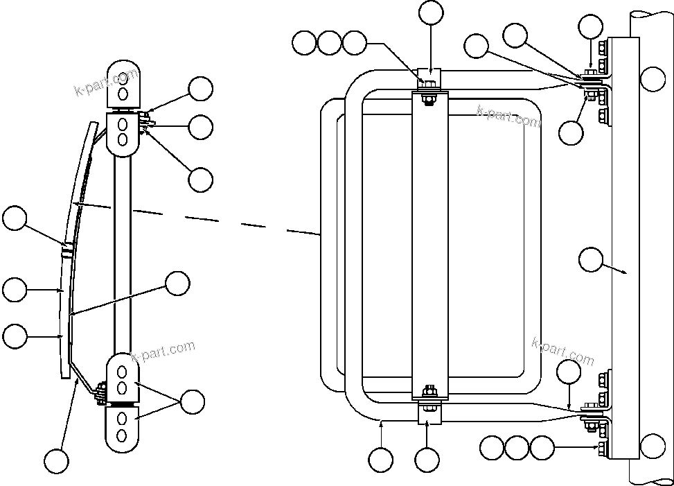Komatsu parts book diagram for AFE48-AT  930E-2 S/N A30122-A30127 & A30130 BARRICK GOLDSTRIKE: R.H. CONVEX MIRROR INSTALLATION