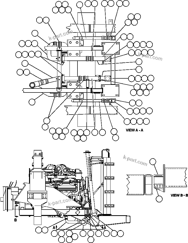 Komatsu parts book diagram for AFE48-AT  930E-2 S/N A30122-A30127 & A30130 BARRICK GOLDSTRIKE: RADIATOR PIPING & ENGINE MOUNTING