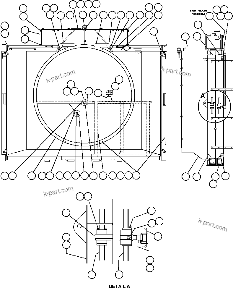 Komatsu parts book diagram for AFE48-AT  930E-2 S/N A30122-A30127 & A30130 BARRICK GOLDSTRIKE: RADIATOR & SHROUD ASSEMBLY (PC0701)