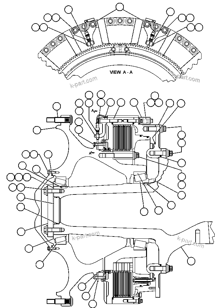 Komatsu parts book diagram for AFE48-AT  930E-2 S/N A30122-A30127 & A30130 BARRICK GOLDSTRIKE: SPINDLE, HUB AND BRAKE INSTL