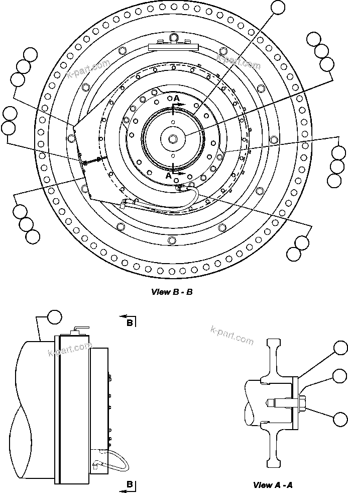 Komatsu parts book diagram for AFE48-AT  930E-2 S/N A30122-A30127 & A30130 BARRICK GOLDSTRIKE: PARK BRAKE MNTG & COOLING AIR ADAPTOR