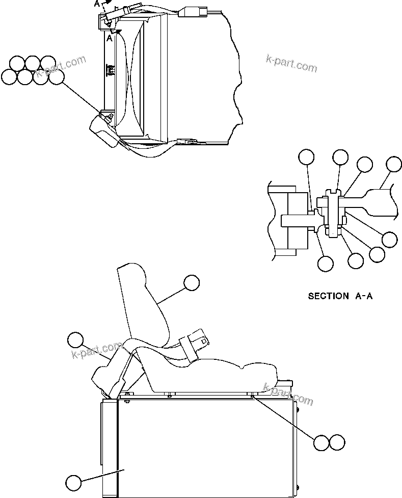 Komatsu parts book diagram for AFE48-AT  930E-2 S/N A30122-A30127 & A30130 BARRICK GOLDSTRIKE: PASSENGER SEAT INSTALLATION