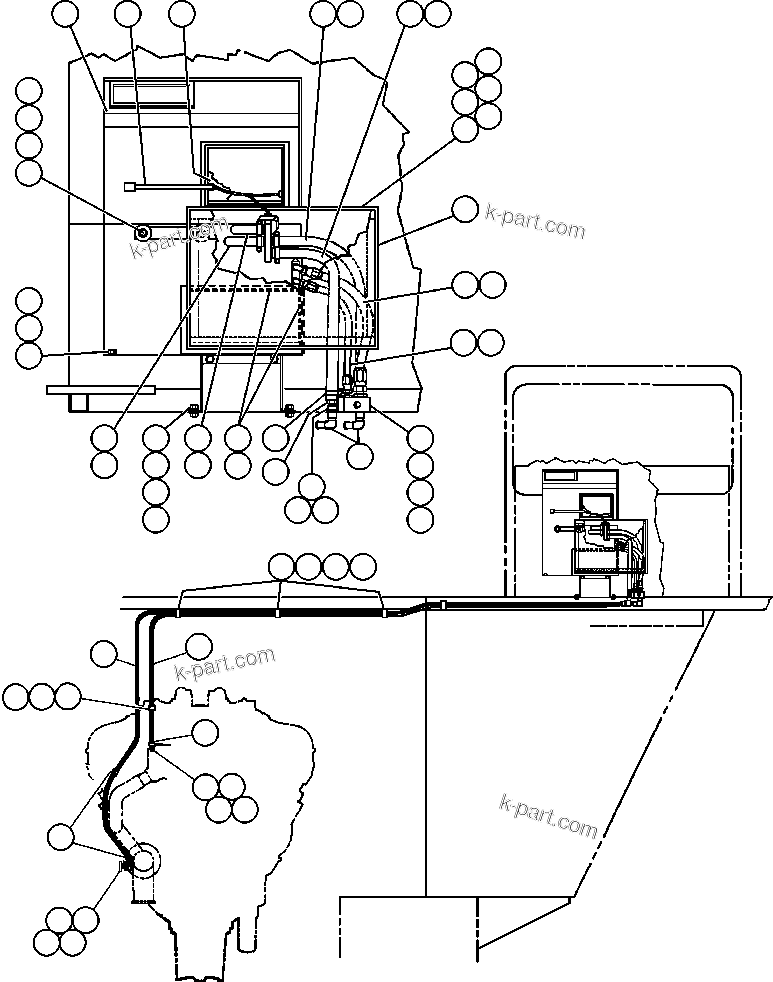 Komatsu parts book diagram for AFE48-AT  930E-2 S/N A30122-A30127 & A30130 BARRICK GOLDSTRIKE: HEATER PIPING & INSTALLATION
