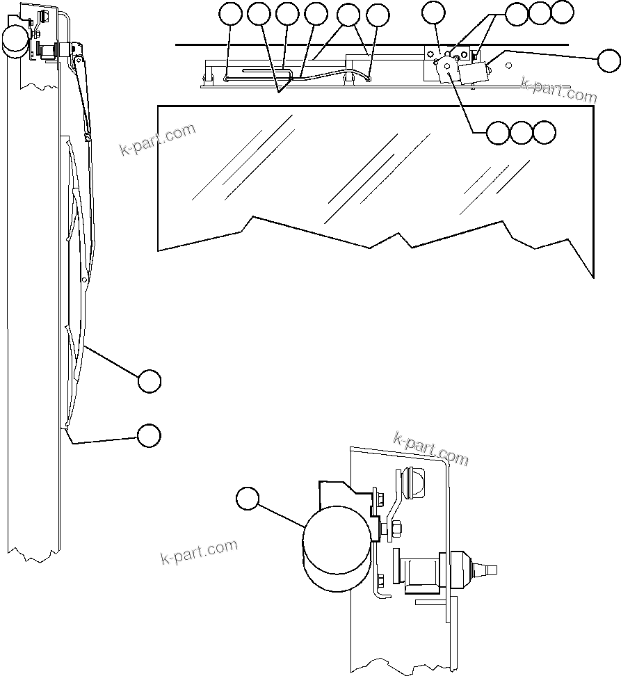 Komatsu parts book diagram for AFE48-AT  930E-2 S/N A30122-A30127 & A30130 BARRICK GOLDSTRIKE: WINDSHIELD WIPER INSTALLATION