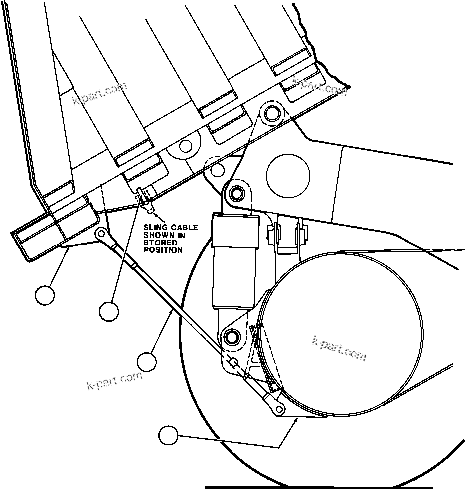 Komatsu parts book diagram for AFE48-AT  930E-2 S/N A30122-A30127 & A30130 BARRICK GOLDSTRIKE: BODY CABLE SLING INSTALLATION