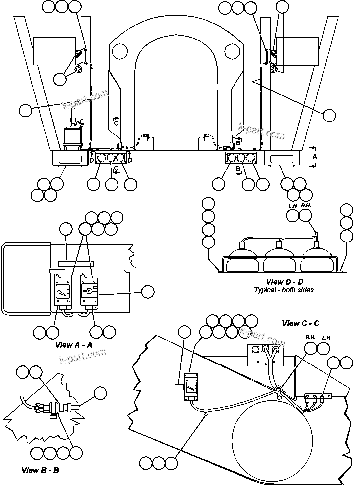 Komatsu parts book diagram for AFE48-AT  930E-2 S/N A30122-A30127 & A30130 BARRICK GOLDSTRIKE: HEADLIGHT AND SERVICE LIGHT WIRING