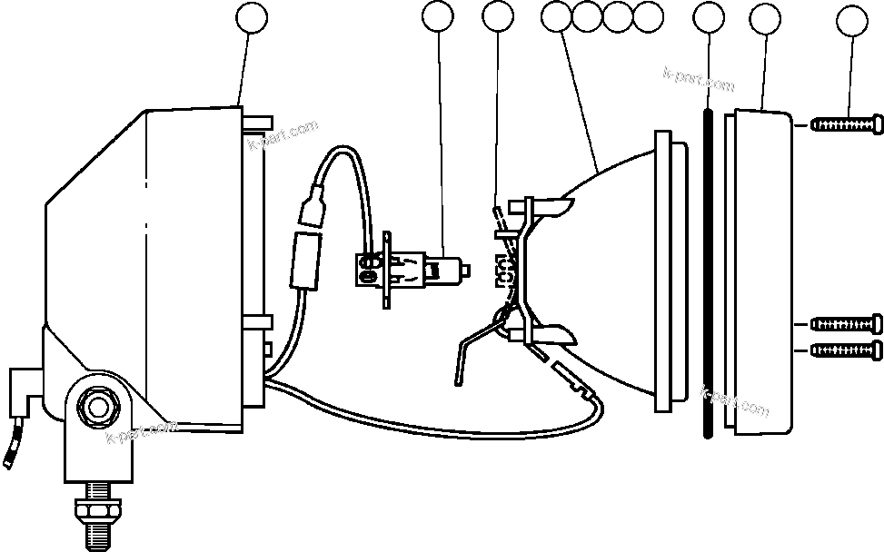 Komatsu parts book diagram for AFE48-AT  930E-2 S/N A30122-A30127 & A30130 BARRICK GOLDSTRIKE: LIGHT ASSEMBLY (SUPER HALOGEN) - 1