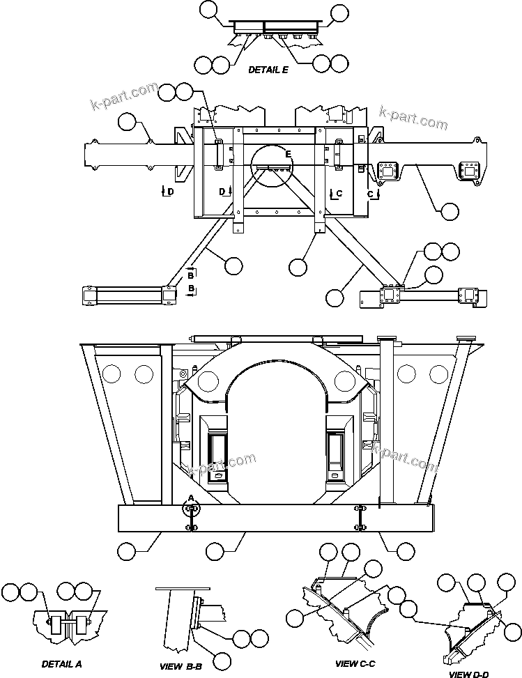 Komatsu parts book diagram for AFE48-AU  930E-2 S/N A30098 & A30100 BARRICK: FRAME & UPRIGHTS