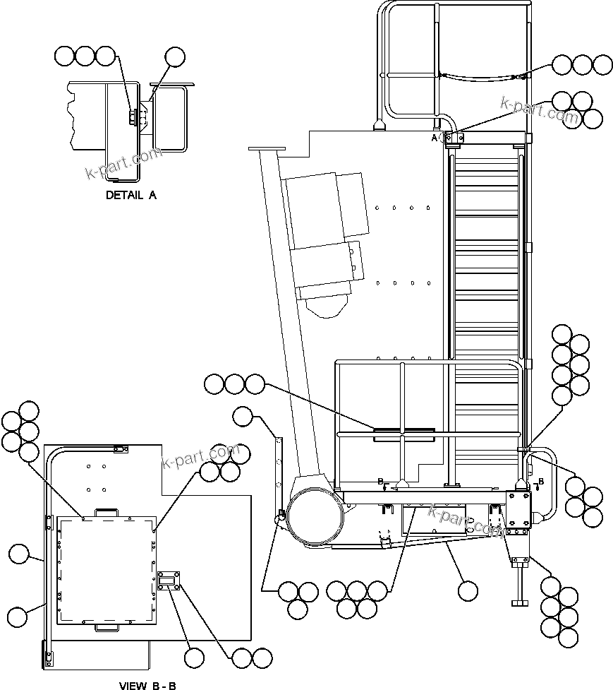 Komatsu parts book diagram for AFE48-AU  930E-2 S/N A30098 & A30100 BARRICK: RIGHT SIDE LADDER & HANDRAIL