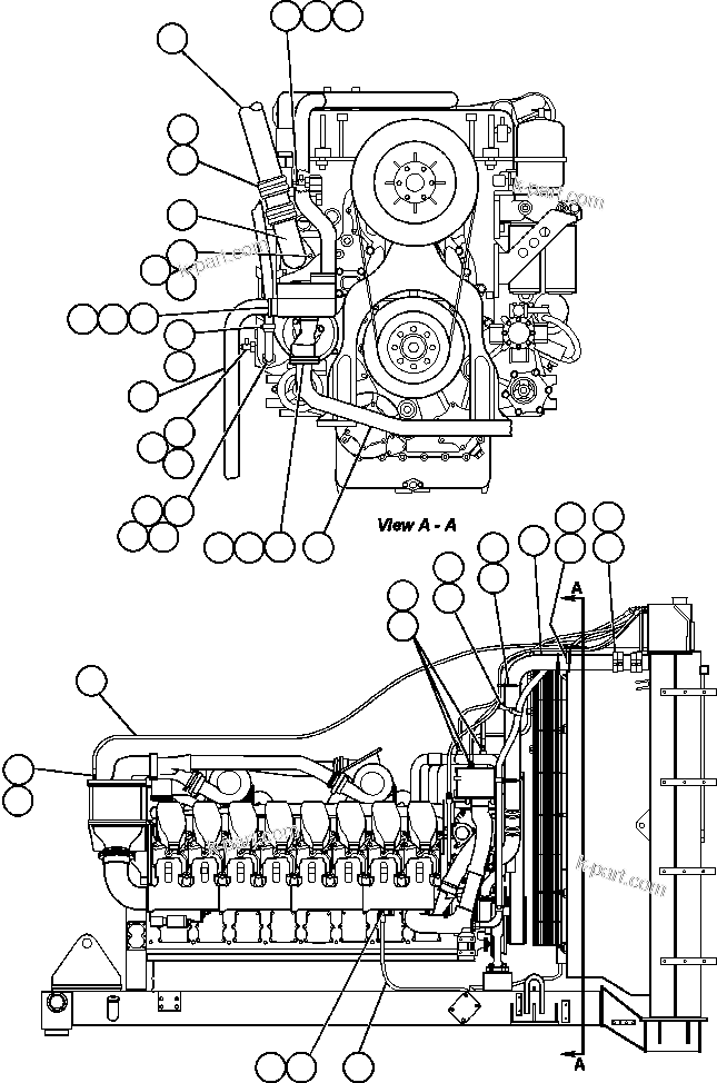 Komatsu parts book diagram for AFE48-AU  930E-2 S/N A30098 & A30100 BARRICK: RADIATOR PIPING - 1