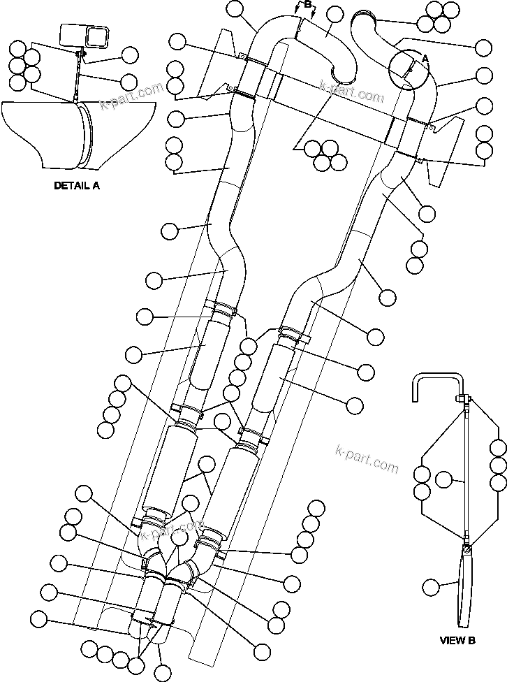 Komatsu parts book diagram for AFE48-AU  930E-2 S/N A30098 & A30100 BARRICK: EXHAUST PIPING