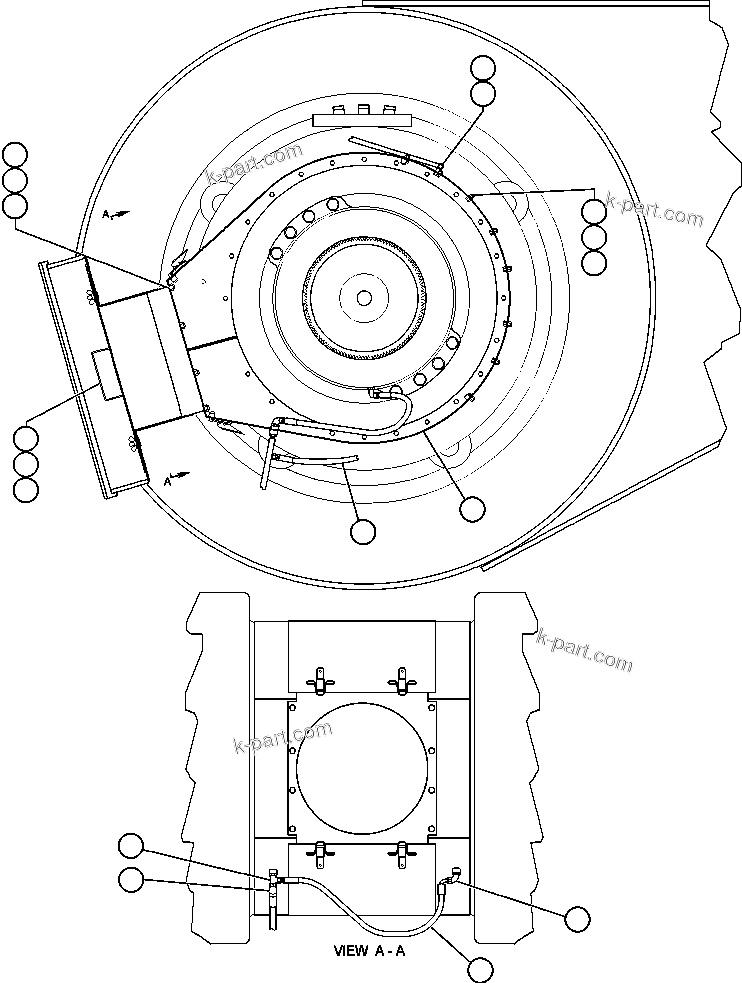 Komatsu parts book diagram for AFE48-AU  930E-2 S/N A30098 & A30100 BARRICK: REAR WHEEL COOLING (EXHAUST)
