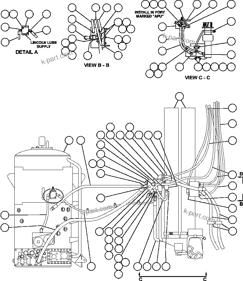Komatsu parts book diagram for AFE48-AU  930E-2 S/N A30098 & A30100 BARRICK: STEERING SYSTEM PIPING - 5