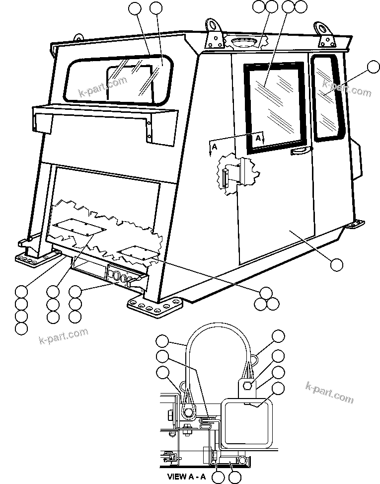 Komatsu parts book diagram for AFE48-AU  930E-2 S/N A30098 & A30100 BARRICK: CAB ASSEMBLY - 1 (SM2948)