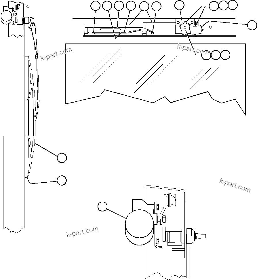 Komatsu parts book diagram for AFE48-AU  930E-2 S/N A30098 & A30100 BARRICK: WINDSHIELD WIPER INSTALLATION
