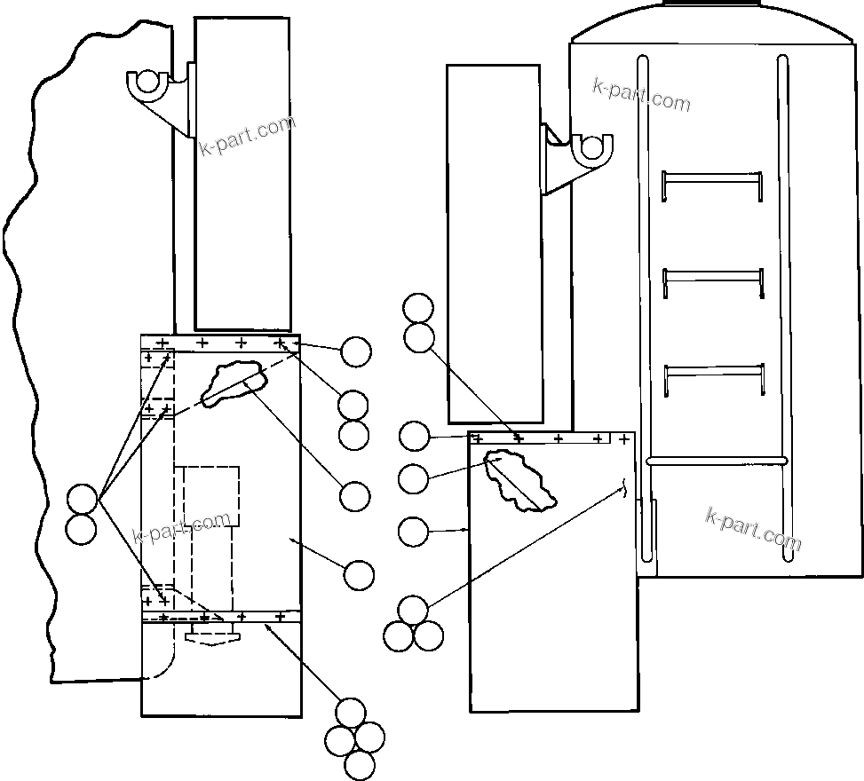 Komatsu parts book diagram for AFE48-AU  930E-2 S/N A30098 & A30100 BARRICK: SIDE MUD FLAP INSTALLATION