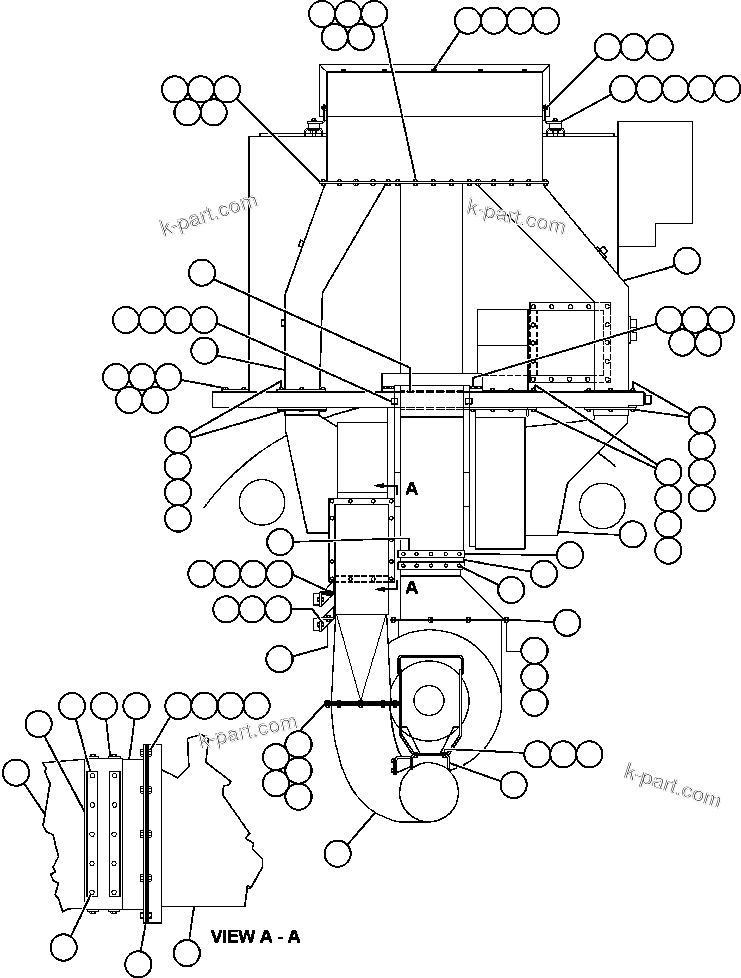 Komatsu parts book diagram for AFE48-AU  930E-2 S/N A30098 & A30100 BARRICK: AUXILIARY BLOWER DUCTING