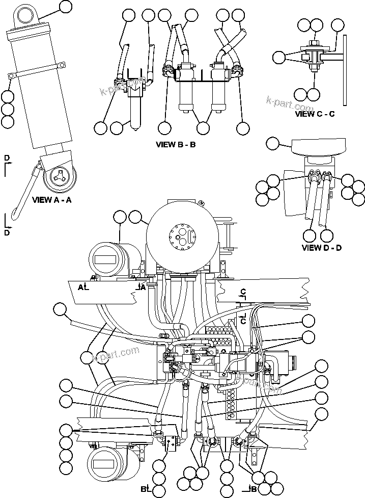 Komatsu parts book diagram for AFE48-AU  930E-2 S/N A30098 & A30100 BARRICK: HOIST CYLINDER & FILTER PIPING
