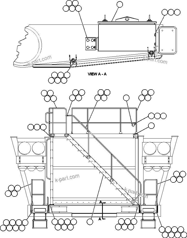 Komatsu parts book diagram for AFE48-BM  930E-2 S/N A30161 THRU A30163 CODELCO: STAIR AND HANDRAIL INSTALLATION