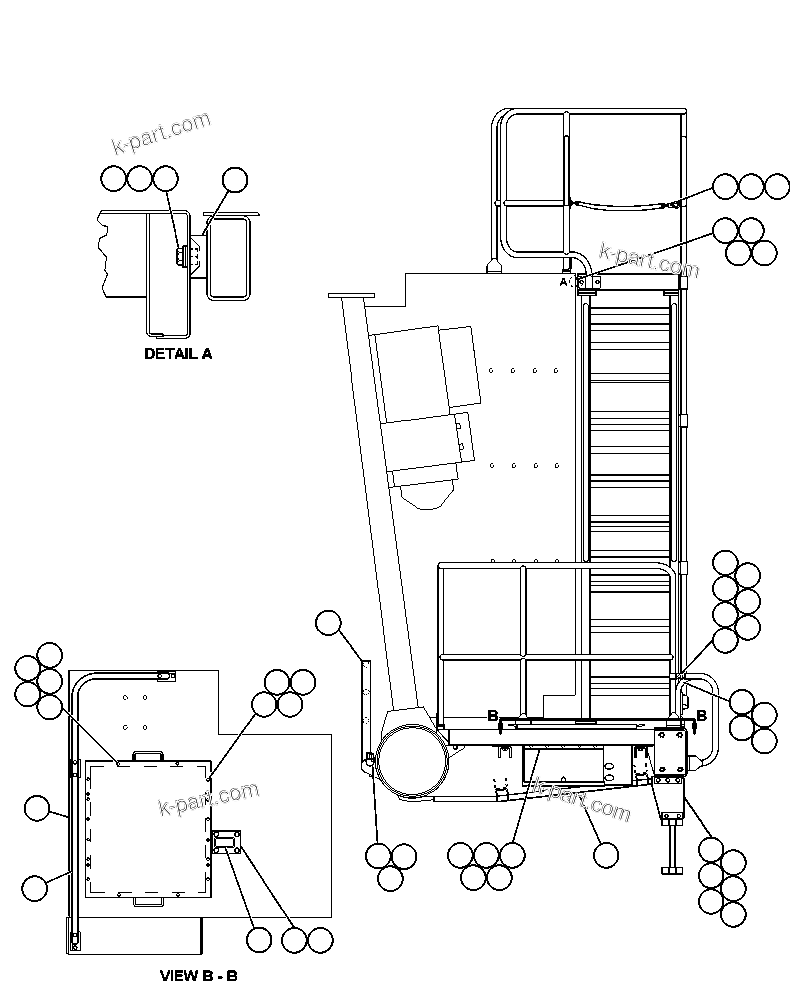 Komatsu parts book diagram for AFE48-BM  930E-2 S/N A30161 THRU A30163 CODELCO: RIGHT SIDE LADDER & HANDRAIL