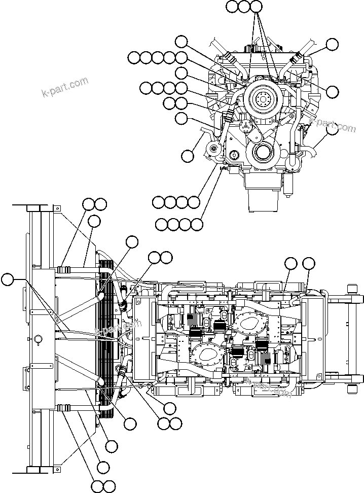 Komatsu parts book diagram for AFE48-BM  930E-2 S/N A30161 THRU A30163 CODELCO: RADIATOR PIPING - 1