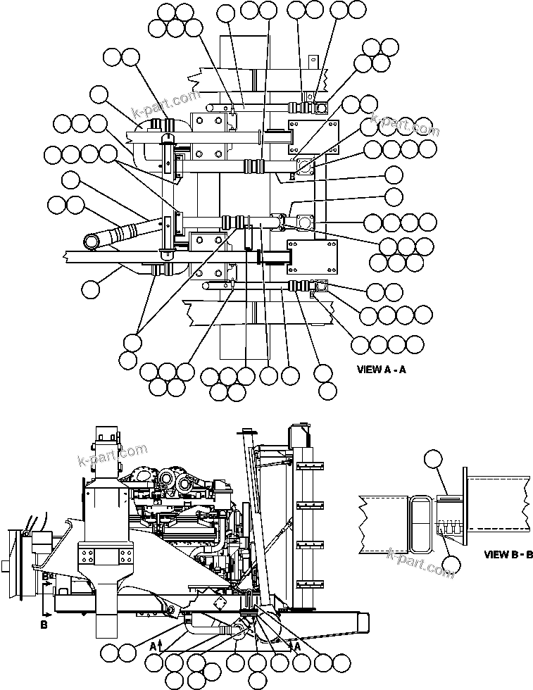 Komatsu parts book diagram for AFE48-BM  930E-2 S/N A30161 THRU A30163 CODELCO: RADIATOR PIPING & ENGINE MOUNTING
