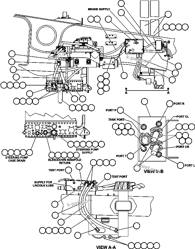 Komatsu parts book diagram for AFE48-BM  930E-2 S/N A30161 THRU A30163 CODELCO: STEERING SYSTEM PIPING