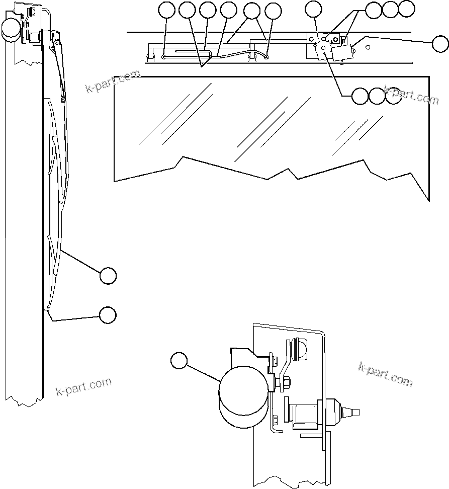 Komatsu parts book diagram for AFE48-BM  930E-2 S/N A30161 THRU A30163 CODELCO: WINDSHIELD WIPER INSTALLATION