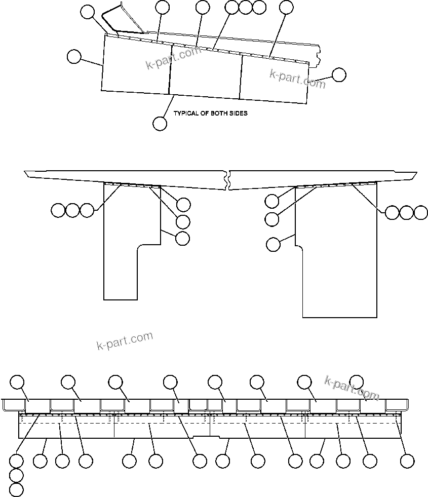 Komatsu parts book diagram for AFE48-BM  930E-2 S/N A30161 THRU A30163 CODELCO: BODY TO DECK & BODY MUD FLAP INSTL