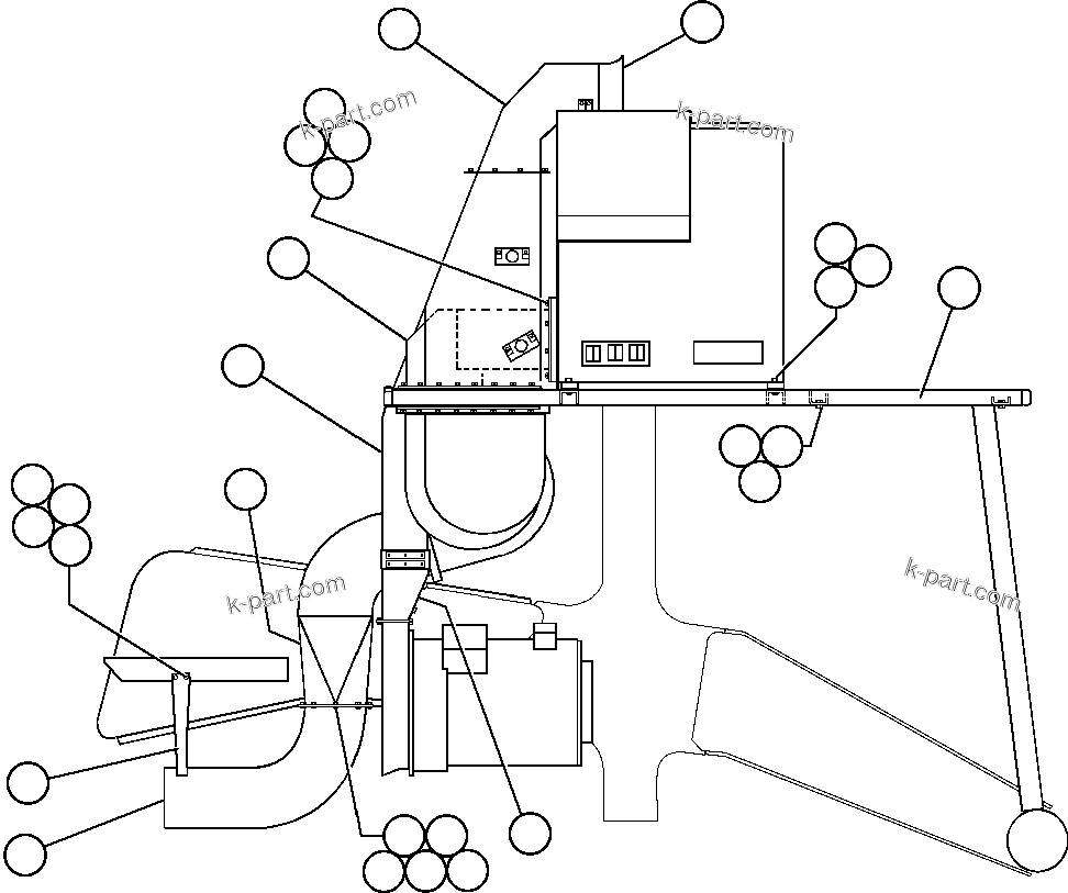 Komatsu parts book diagram for AFE48-BM  930E-2 S/N A30161 THRU A30163 CODELCO: AUX BLOWER & BLOWER INLET DUCTING