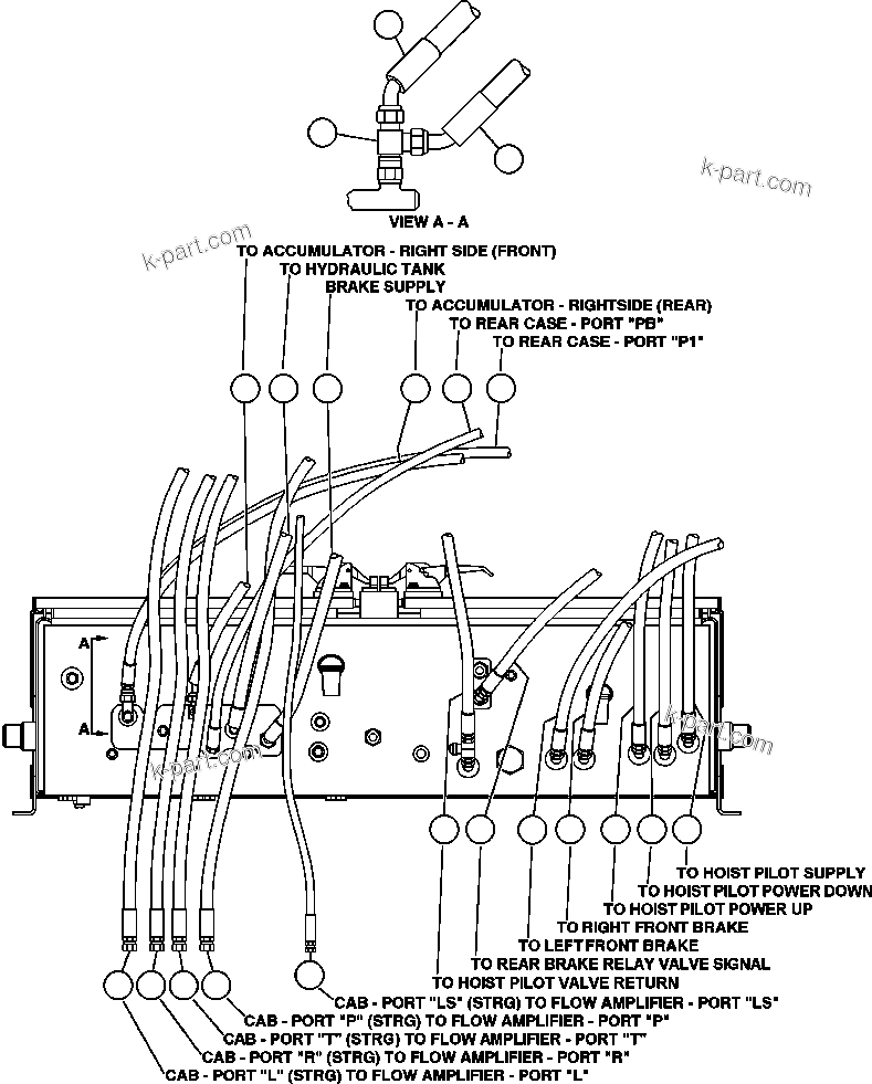 Komatsu parts book diagram for AFE48-BM  930E-2 S/N A30161 THRU A30163 CODELCO: HYDRAULIC CABINET PIPING - BOTTOM