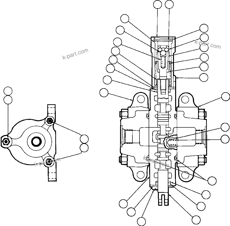 Komatsu parts book diagram for AFE48-BM  930E-2 S/N A30161 THRU A30163 CODELCO: HOIST PILOT VALVE ASSM (PB6922)