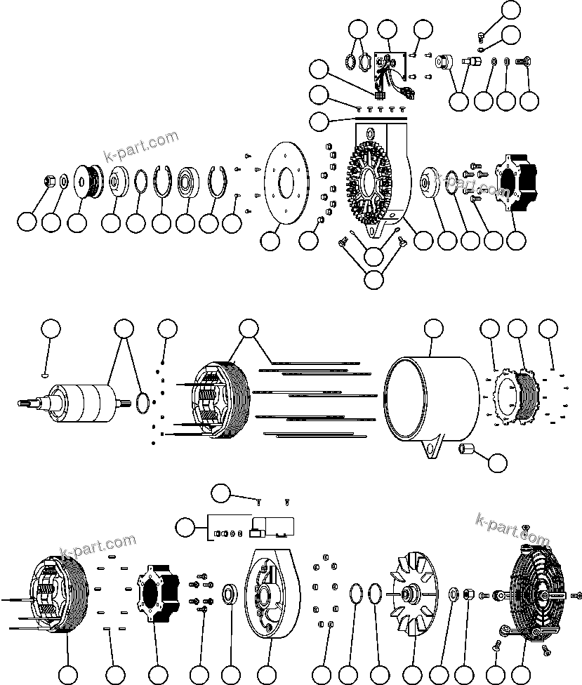 Komatsu parts book diagram for AFE48-BM  930E-2 S/N A30161 THRU A30163 CODELCO: BATTERY CHARGING ALTERNATOR (PC0644)