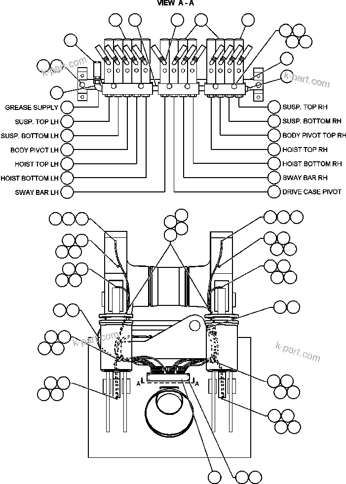 Komatsu parts book diagram for AFE48-BM  930E-2 S/N A30161 THRU A30163 CODELCO: AUTOMATIC LUBE SYSTEM - 2