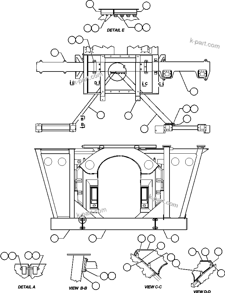 Komatsu parts book diagram for AFE48-CE 930E-2  S/N A30207-A30208 SUNCOR: FRAME & UPRIGHTS