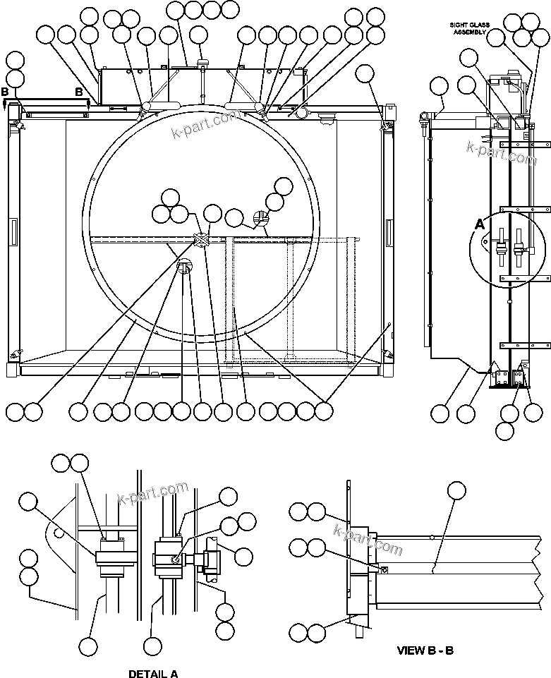 Komatsu parts book diagram for AFE48-CE 930E-2  S/N A30207-A30208 SUNCOR: RADIATOR & SHROUD ASSEMBLY (PC0847)