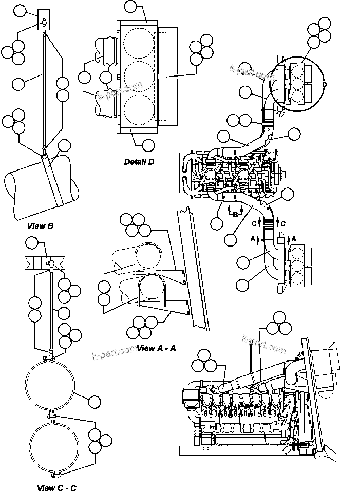 Komatsu parts book diagram for AFE48-CE 930E-2  S/N A30207-A30208 SUNCOR: AIR CLEANER PIPING