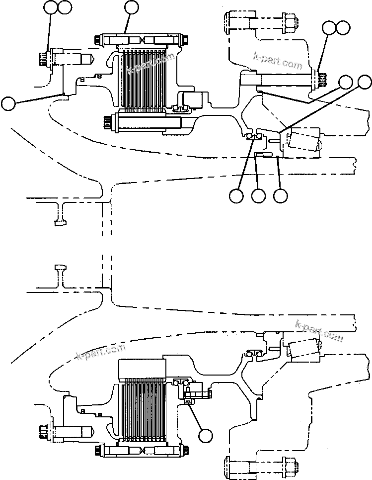 Komatsu parts book diagram for AFE48-CE 930E-2  S/N A30207-A30208 SUNCOR: REAR BRAKE MOUNTING
