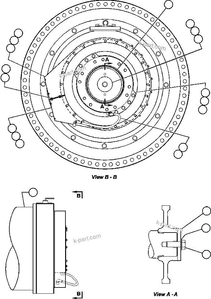 Komatsu parts book diagram for AFE48-CE 930E-2  S/N A30207-A30208 SUNCOR: PARK BRAKE MNTG & COOLING AIR ADAPTOR