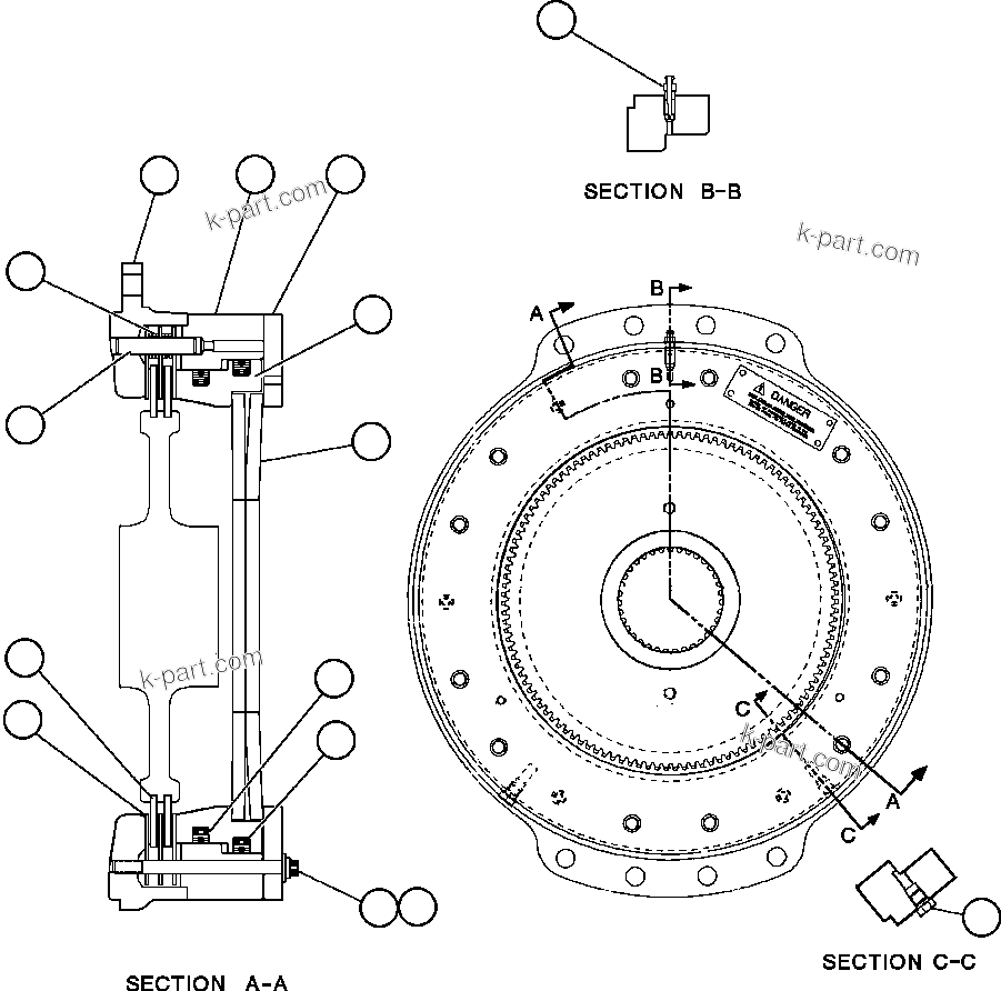 Komatsu parts book diagram for AFE48-CE 930E-2  S/N A30207-A30208 SUNCOR: PARKING BRAKE ASSEMBLY (EF6160)