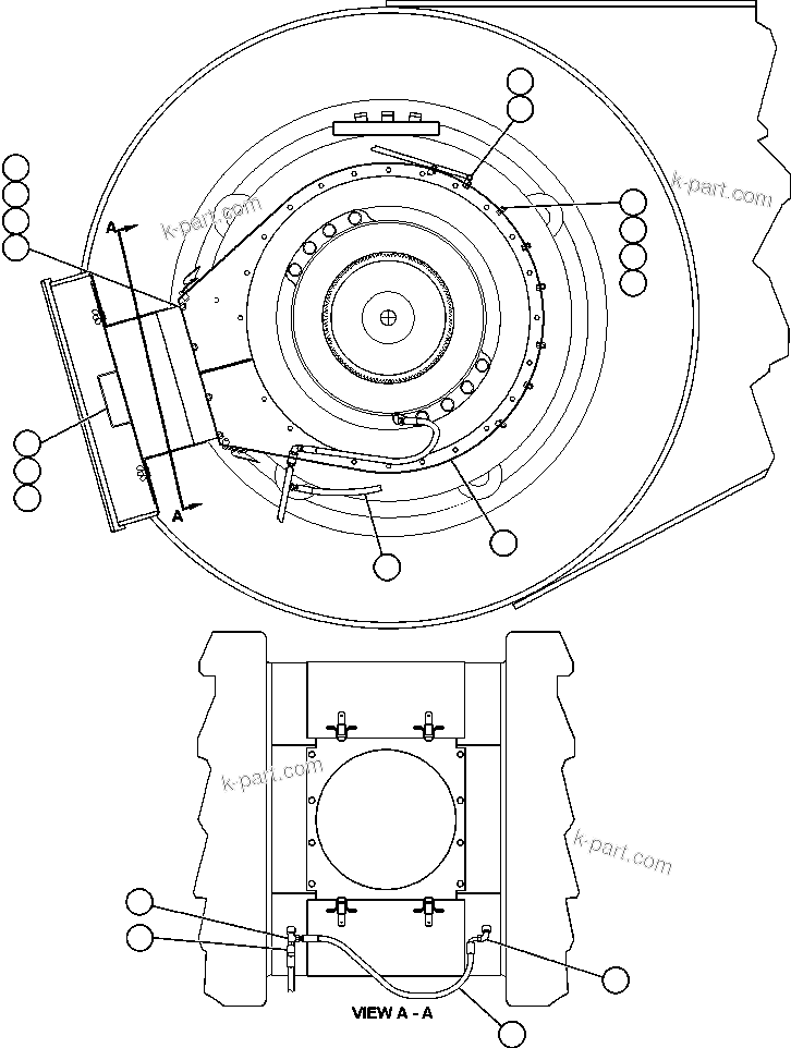 Komatsu parts book diagram for AFE48-CE 930E-2  S/N A30207-A30208 SUNCOR: REAR WHEEL COOLING (EXHAUST)