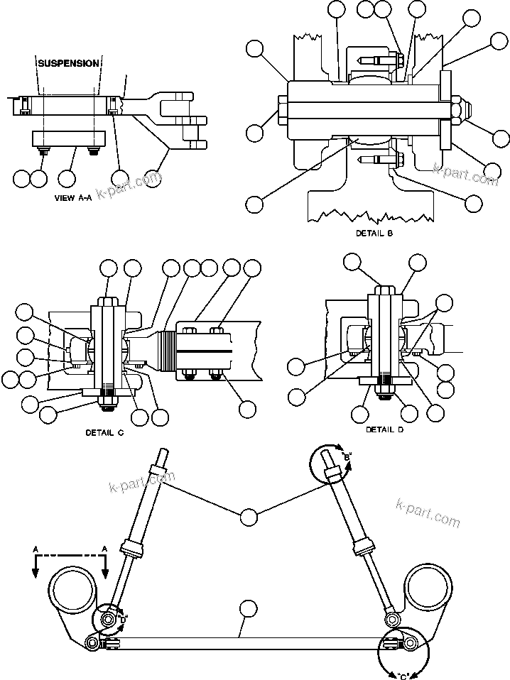 Komatsu parts book diagram for AFE48-CE 930E-2  S/N A30207-A30208 SUNCOR: STEERING ARMS & LINKAGE