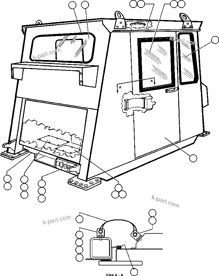 Komatsu parts book diagram for AFE48-CE 930E-2  S/N A30207-A30208 SUNCOR: CAB ASSEMBLY - 1 (SM6000)