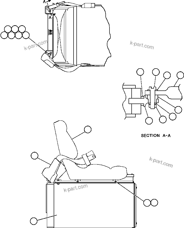 Komatsu parts book diagram for AFE48-CE 930E-2  S/N A30207-A30208 SUNCOR: PASSENGER SEAT INSTALLATION