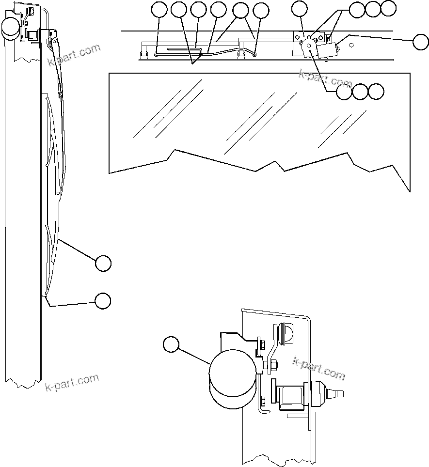 Komatsu parts book diagram for AFE48-CE 930E-2  S/N A30207-A30208 SUNCOR: WINDSHIELD WIPER INSTALLATION