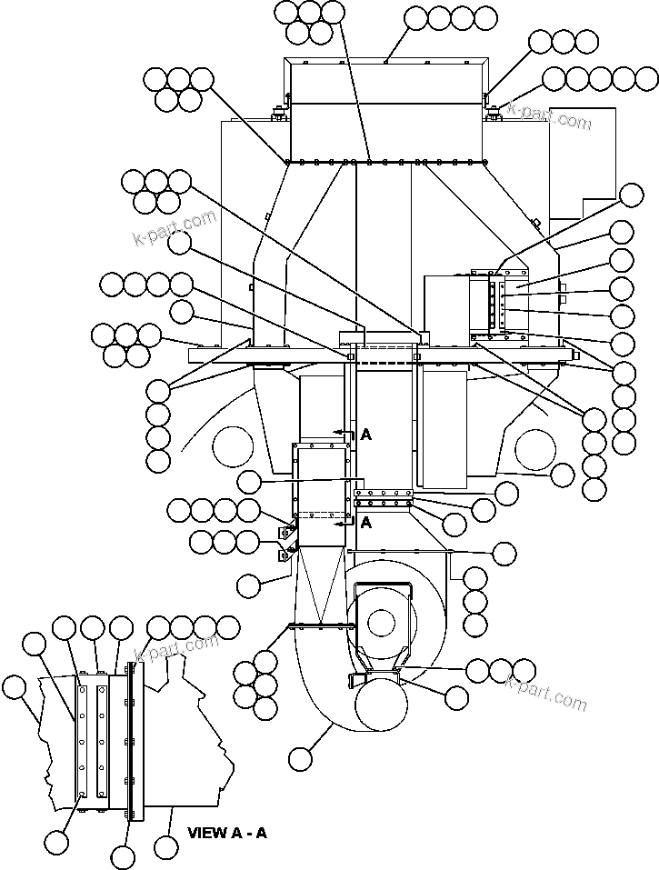 Komatsu parts book diagram for AFE48-CE 930E-2  S/N A30207-A30208 SUNCOR: AUXILIARY BLOWER DUCTING