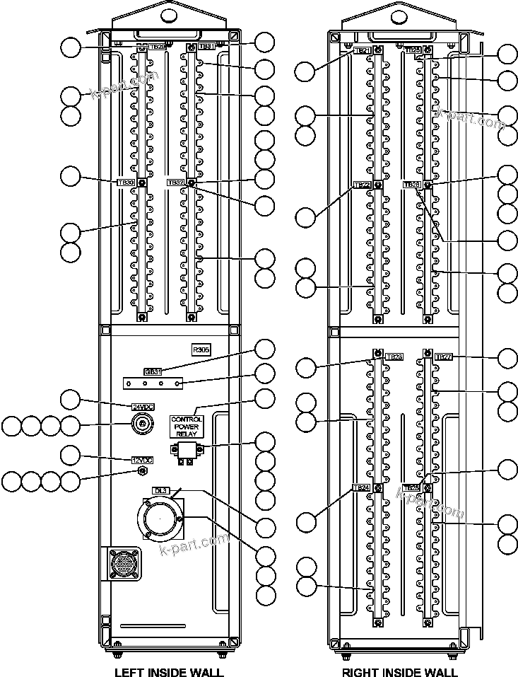 Komatsu parts book diagram for AFE48-CE 930E-2  S/N A30207-A30208 SUNCOR: INTERFACE CABINET (SIDEWALLS)