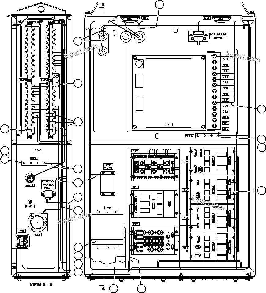 Komatsu parts book diagram for AFE48-CE 930E-2  S/N A30207-A30208 SUNCOR: INTERFACE CABINET INTERNAL WIRING (4000 ENG)